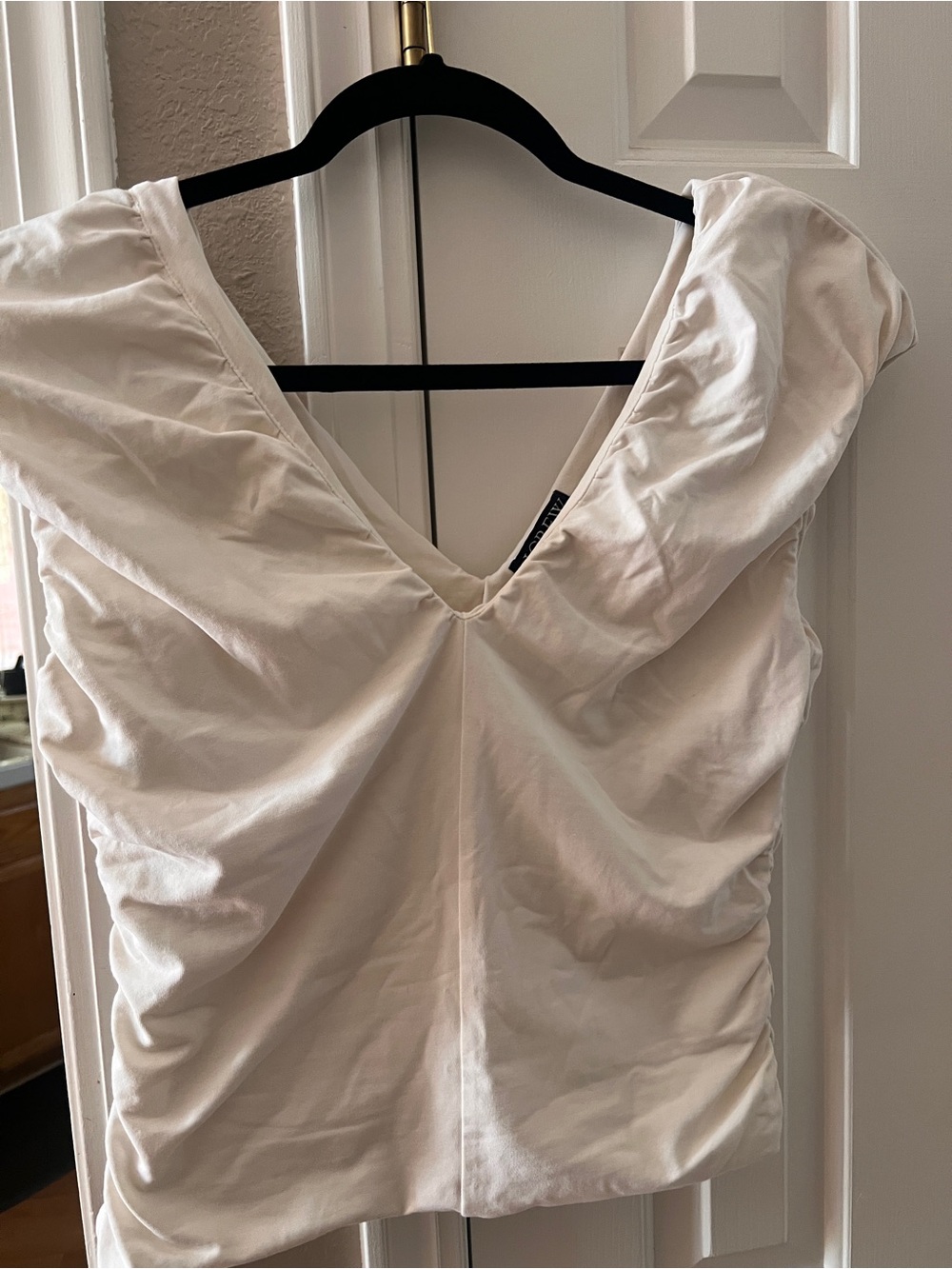 J. Crew One-Shoulder White Ruched Top
